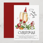 Wijn met kerstcadeautjes Wijn Kaart (Voorkant / Achterkant)