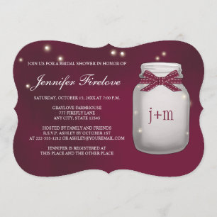 Wijn Monogrammed Firefly Mason Jar Vrijgezellenfee Kaart