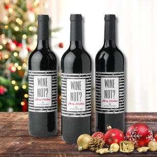 Wijn Niet  Strepen Zilveren Parels en Kettingen Wijn Etiket