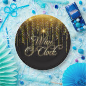 Wijn O'Clock Gold Glitz Papieren Bordje (Feest)