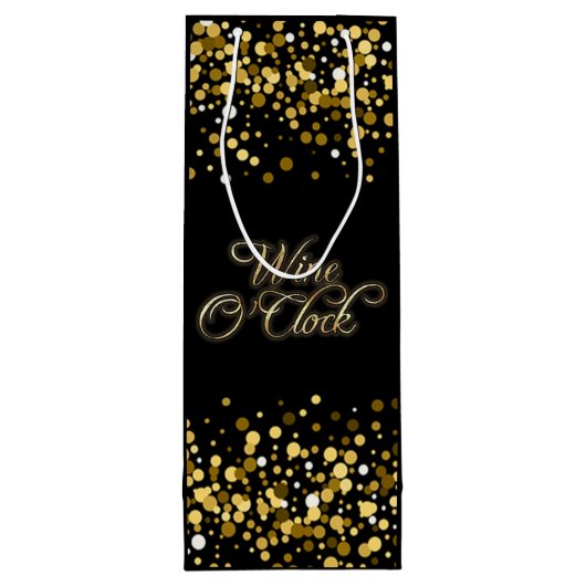 Wijn O'Clock Gouden Sparkle Wijn Cadeautas (Achterkant)