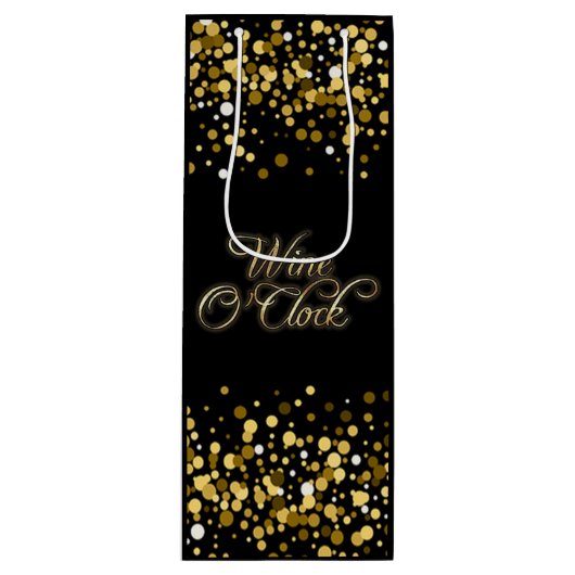 Wijn O'Clock Gouden Sparkle Wijn Cadeautas (Voorkant)