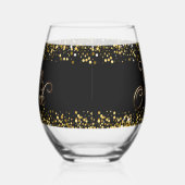 Wijn O'Clock gouden tekst Wijnglas Zonder Voet (Rechts)