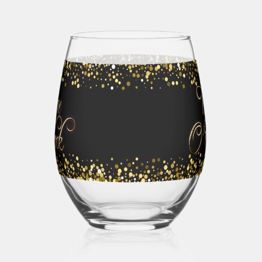 Wijn O'Clock gouden tekst Wijnglas Zonder Voet (Links)