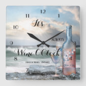 Wijn OClock Romantic Beach Clock Vierkante Klok (Voorkant)