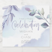 Wijn of bier | Rustige Waterverf Aqua Lila bladere Likeurfles Etiket (Enkel label)