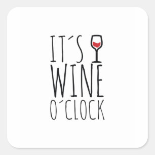 Wijn om uur vierkante sticker