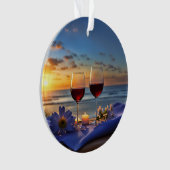 Wijn op het strand  Oceaan Ornament (voorkant)