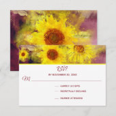 ** Wijn Paarse rustieke zonnebloem bruiloft RSVP (Voorkant / Achterkant)