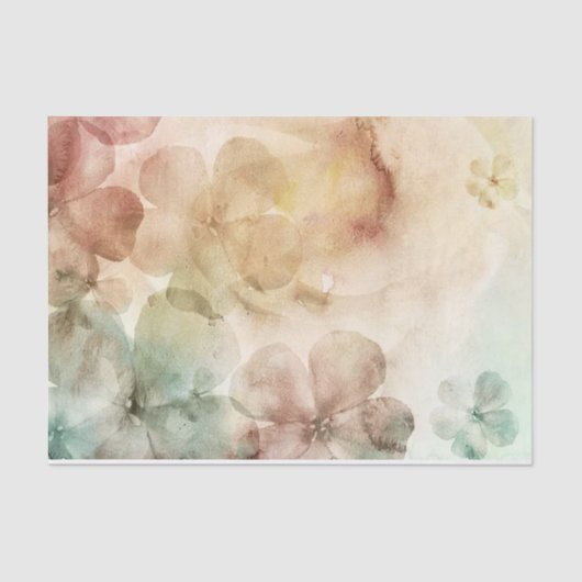 Wijn Peacock Groene en Crème Grote Bloemen Tissuepapier (Voorkant)