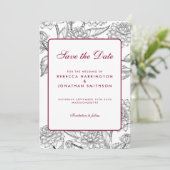 Wijn Red Floral Wedding Save the Date Kaart (Staand voorkant)