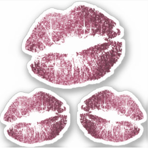 Wijn Red Glitter Lips - Kus Cut Sticker