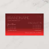 Wijn Red Gradient Chic Mirror Font met Monogram Visitekaartje (Achterkant)