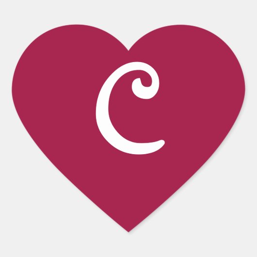 Wijn Red Monogrammed Heart Sticker (Voorkant)