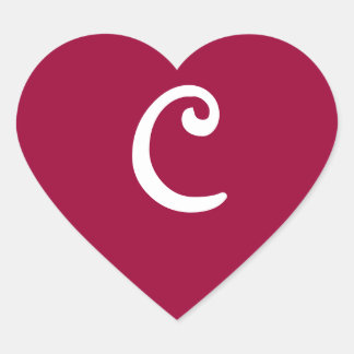 Wijn Red Monogrammed Heart Sticker