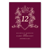 Wijn rood en licht perzik hart kroon bruiloft kaart (Achterkant)