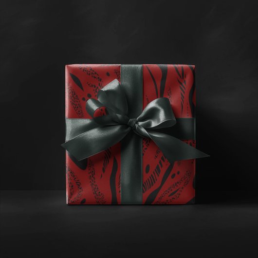 wijn rood Zebra Patroon Cadeaupapier