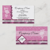 Wijn Roze witte borduurachtige Rozen Visitekaartje (Voorkant / Achterkant)