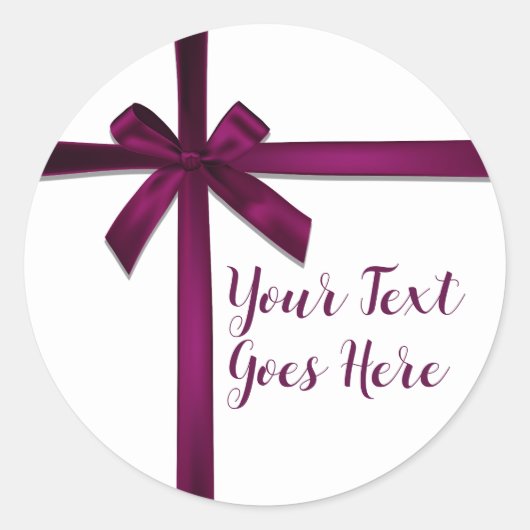 Wijn Satijnen Lint Boog Kerst Vakantie Feest Ronde Sticker (Voorkant)