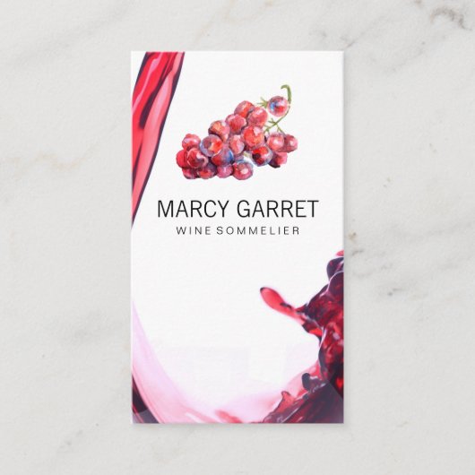 Wijn schenken | Spatten | Wijndruiven en vat Visitekaartje (Voorkant)