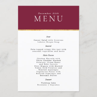 Wijn Stylish Gold foil Weddenschap modern Menu