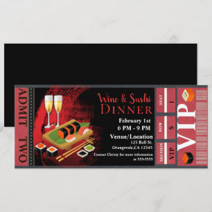 Wijn & Sushi Diner Lunch VIP Event Feest Ticket Kaart