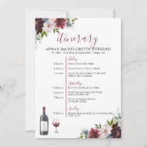 Wijn Thmet Bachelorette Itinerary Invitation