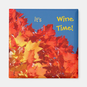 Wijn Tijd magneten Herfstbladeren Drink Wijn