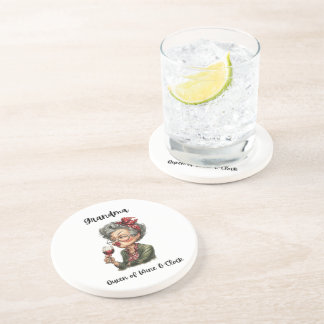 Wijn Uur Koningin Oma Coaster Zandsteen Onderzetter