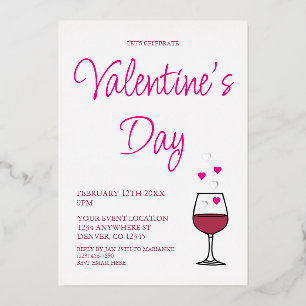 Wijn Valentijnsdag Feest Folie Uitnodiging