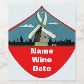 Wijn van windmolen etiket (Enkel label)
