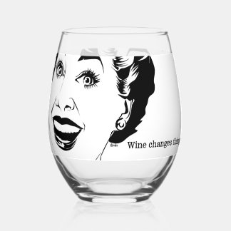 Wijn verandert dingen! Retro geïllustreerde gelukk Wijnglas Zonder Voet