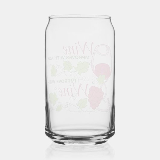 Wijn verbetert met leeftijd blikvorm glas (Achterkant)