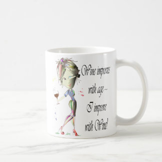 Wijn verbetert met leeftijd, humoristische kunstge koffiemok