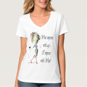 Wijn verbetert met leeftijd, humoristische kunstge t-shirt