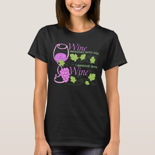 Wijn verbetert met leeftijdsaanduiding t-shirt (Voorkant)