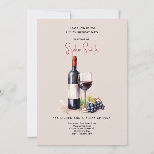 Wijn viering verjaardagsfeestje kaart (Voorkant)