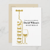 wijn, volwassen verjaardag, uitnodiging briefkaart (Voorkant / Achterkant)