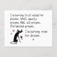 Wijn voor het diner Funny Wine Quote met kat