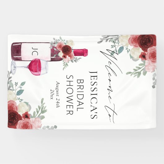 Wijn Voor Huwelijkse Voorwaarden Rood Wijn Welkom Spandoek (Horizontaal)