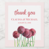 Wijn voor weddenschap Paarse roze alliums voor blo Wijn Etiket (Enkel label)