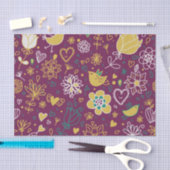 Wijn Whimsical Birds and Flowers Tissuepapier (Craft)