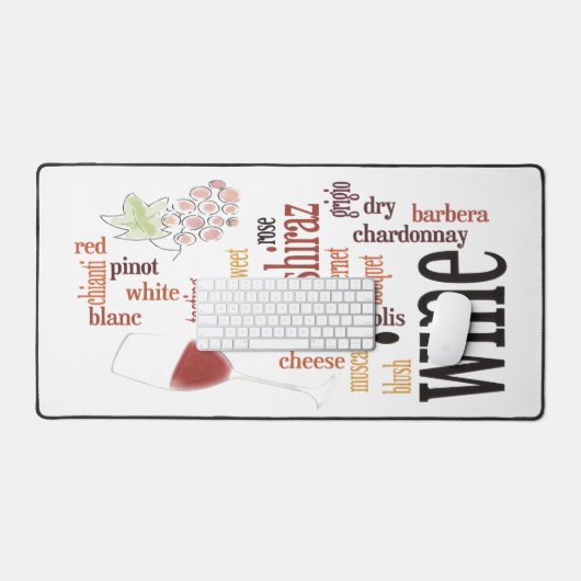 Wijn Word Cloud Design Desk Mat (Keyboard & Muis)