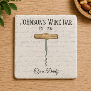 Wijnbar voor families met een vintage uitstraling stenen onderzetter