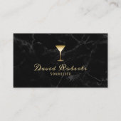 Wijnbarman Sommelier Modern Donker Marmer Visitekaartje (Voorkant)