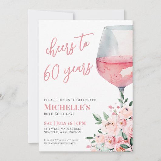 Wijnbloem juicht voor 60 jaar verjaardagsfeest kaart (Voorkant)