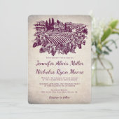  wijnbouw Bourgundy Wedding Kaart (Staand voorkant)