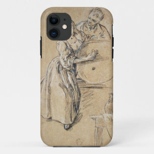 Wijnbouwer met een jonge Man (krijtkaart) iPhone 11 Hoesje
