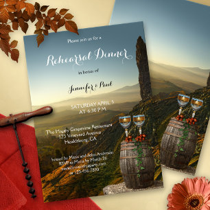 Wijnbouwthema Rehearsal Dinner Invitation Kaart