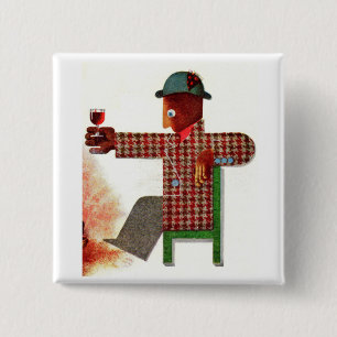 wijndrinker AKA-oenofofiel Vierkante Button 5,1 Cm
